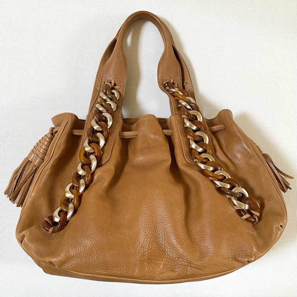 MICHAEL KORS LEATHER ID CHAIN SATCHEL WITH SMALL ZIPPERED POUCH #31H71IDS3L